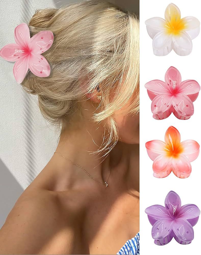 GQLV Flower Hair Claw Clips-4PCS for Thick Hair,Strong Hold Nonslip,Hawaiian,Cute Large Hair Clip... | Amazon (US)