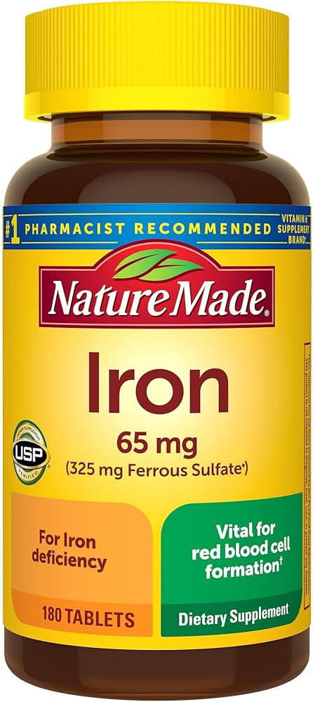 Nature Made Iron 65 mg (325 mg Ferrous Sulfate) Tablets, Dietary Supplement for Red Blood Cell Su... | Amazon (US)