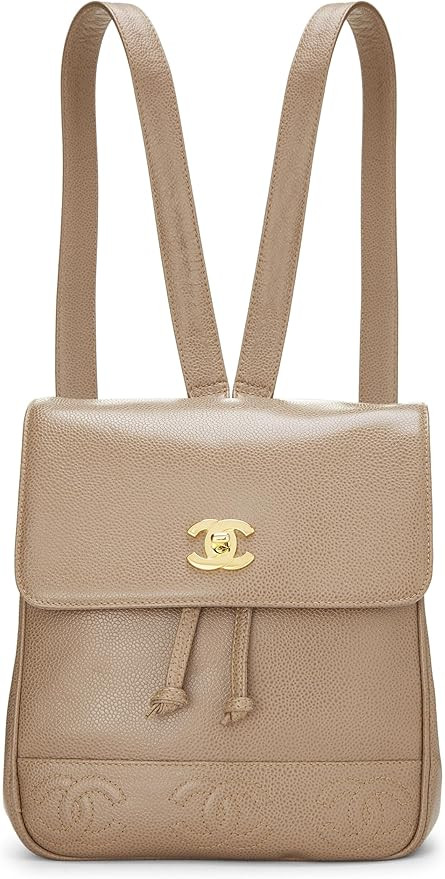 Amazon.com: Chanel, Pre-Loved Beige Caviar 3 CC Backpack Small, Beige : Luxury Stores | Amazon (US)