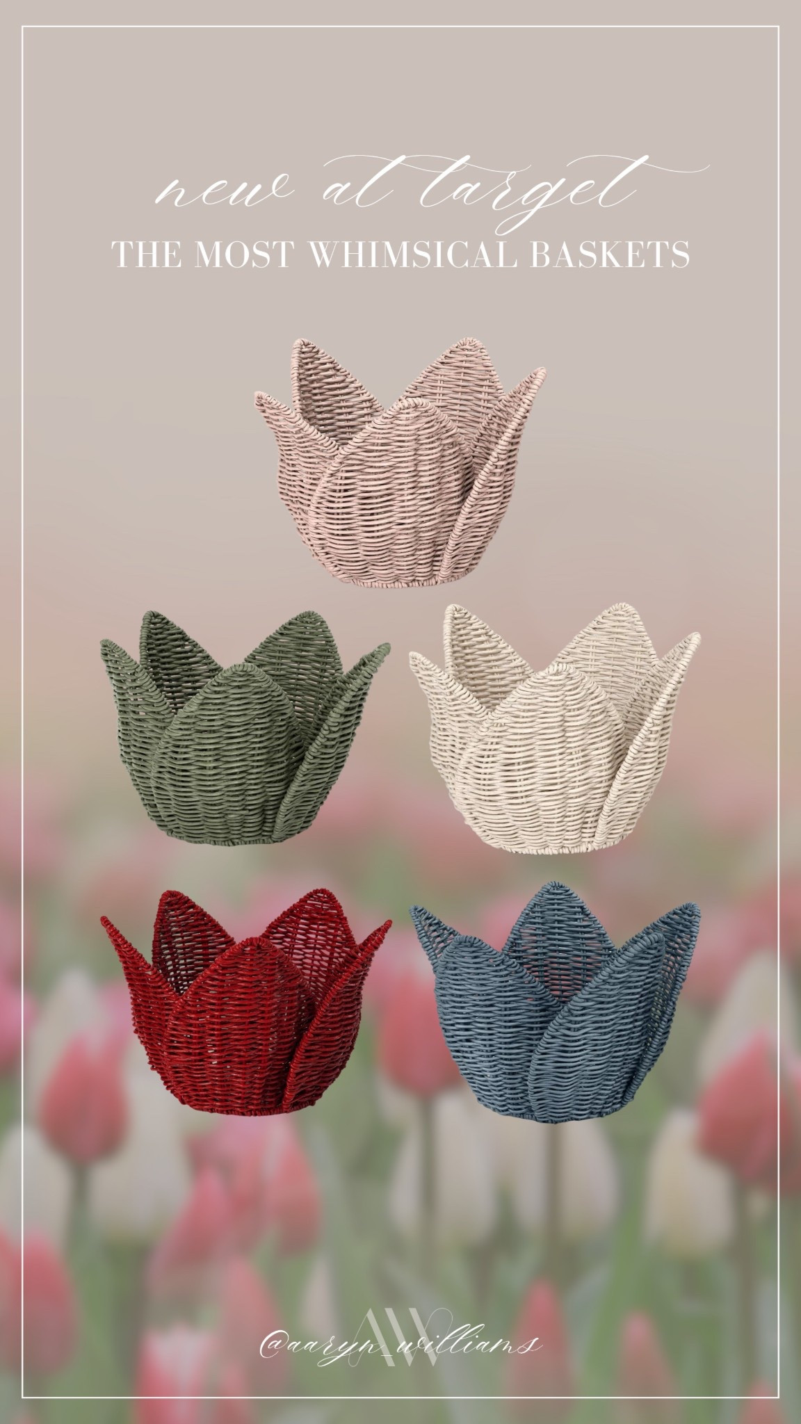 These whimsical woven baskets just dropped at Target and I’m obsessed 🌷 Perfect for Easter, spring styling, or adding a little charm to shelves, playrooms, and tabletops. The tulip shape is so cute and they come in the prettiest colors.

baskets, woven baskets, spring decor, easter decor, target home, decorative storage, whimsical decor, floral decor, nursery decor, playroom decor

#LTKHome #LTKSeasonal
