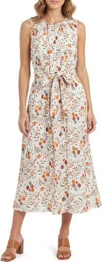 Floral Sleeveless Belted Midi Dress | Nordstrom