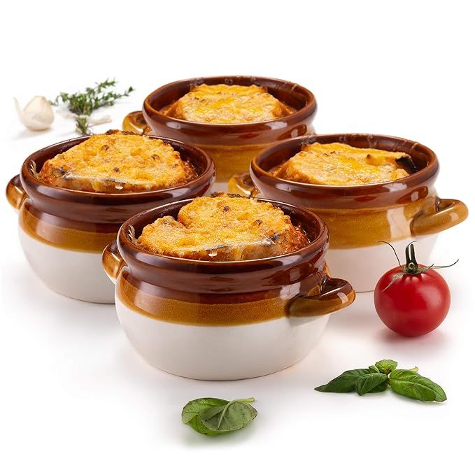 French Onion Soup Crocks, by KooK, Ceramic Make, Large Handles, Stoneware, 18oz Full Capacity | Amazon (US)