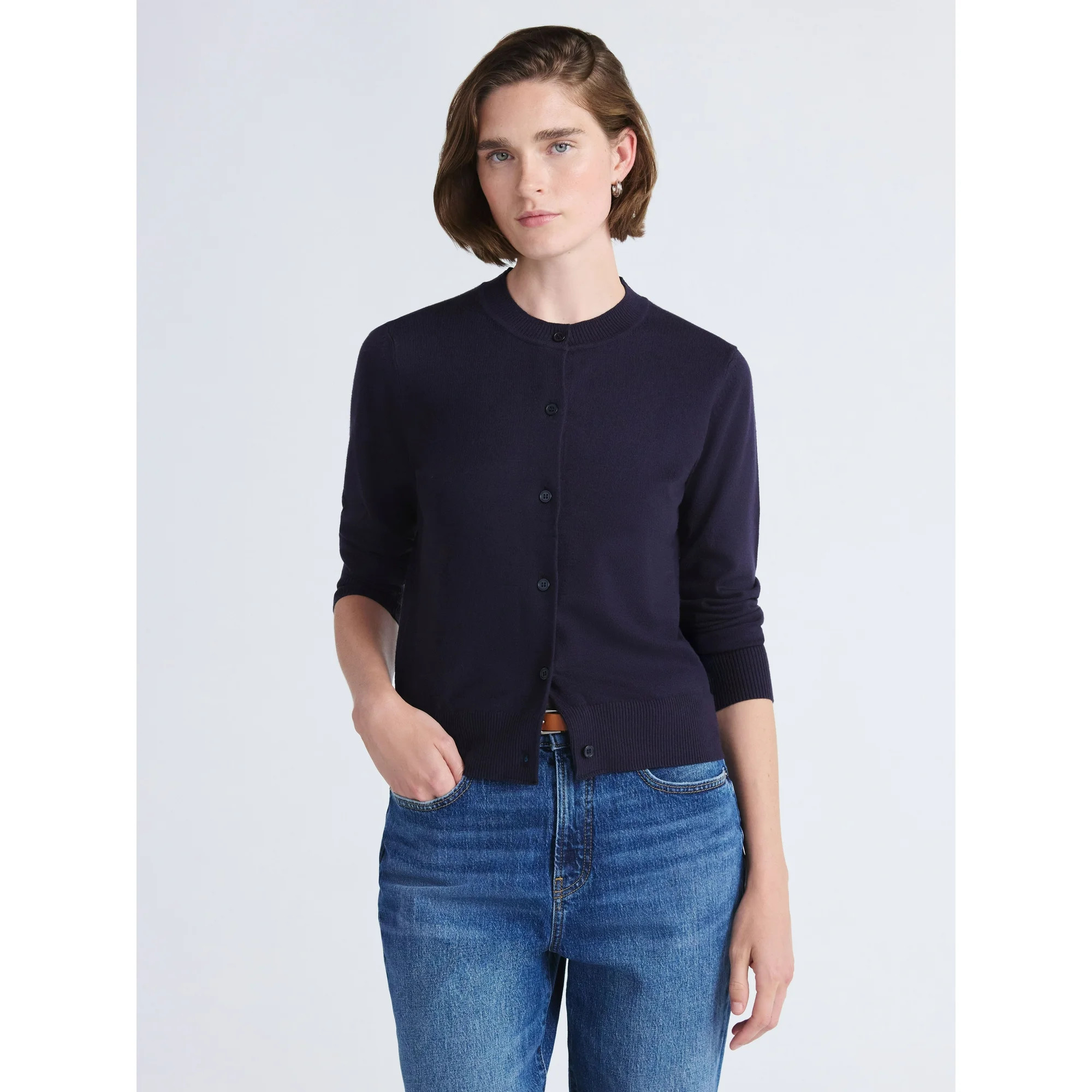 Free Assembly Women's Cozy Yarn Classic Cardigan Sweater, Midweight, Sizes XS-4X | Walmart (US)