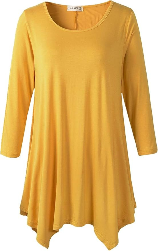 LARACE Women Plus Size 3/4 Sleeve Tunic Tops Loose Basic Shirt | Amazon (US)