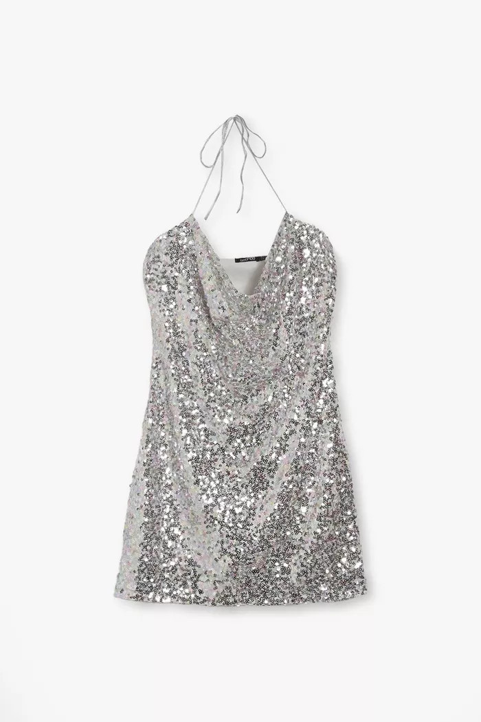 Multi Sequin Cowl Neck Mini Dress | Boohoo.com (US & CA)