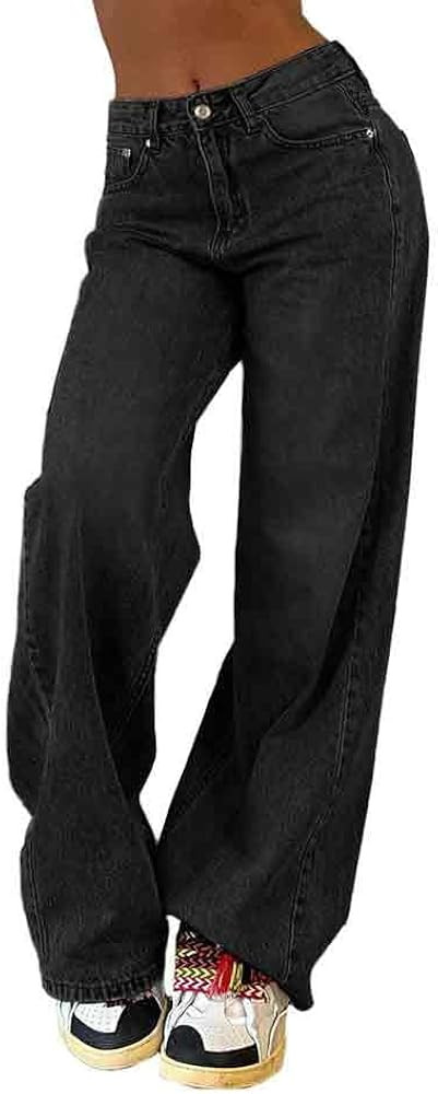 EMMIOL - Pantalones de mezclilla de pierna ancha para mujer, pantalones de mezclilla holgados de ... | Amazon (US)