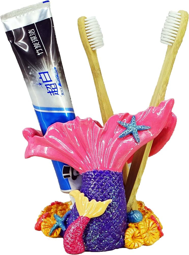 Mermaid resin toothbrush holder for bathroom and kitchen, hygienic toothbrush storage. Toothbrush... | Amazon (US)