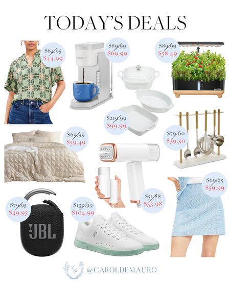 Today’s deals include a patterned green top, dining & servingware, portable speakers, bedsheet covers, and more!
#cookingessential #springfashion #homeappliances #onsalenow

#LTKShoeCrush #LTKHome #LTKSaleAlert