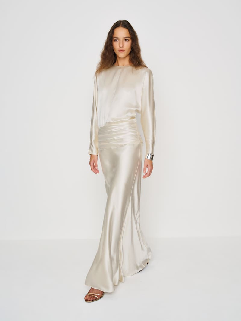 Reformation Esmee Silk Dress Ivory 10 | Reformation (Global)