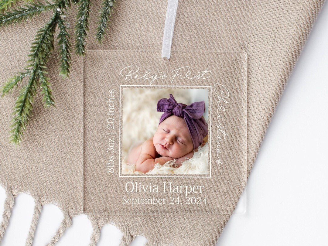Personalized Baby's First Christmas Photo Ornament 2024 Birth Stats Baby Christmas Ornament With ... | Etsy (US)
