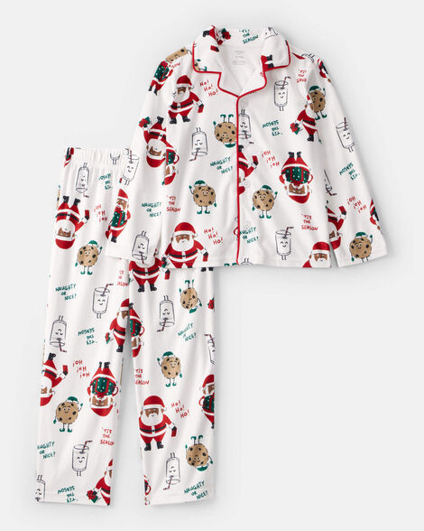Kid Brown Santa Milk & Cookies Long-Sleeve Loose Fit 2-Piece Pajamas - White | Carter's Inc