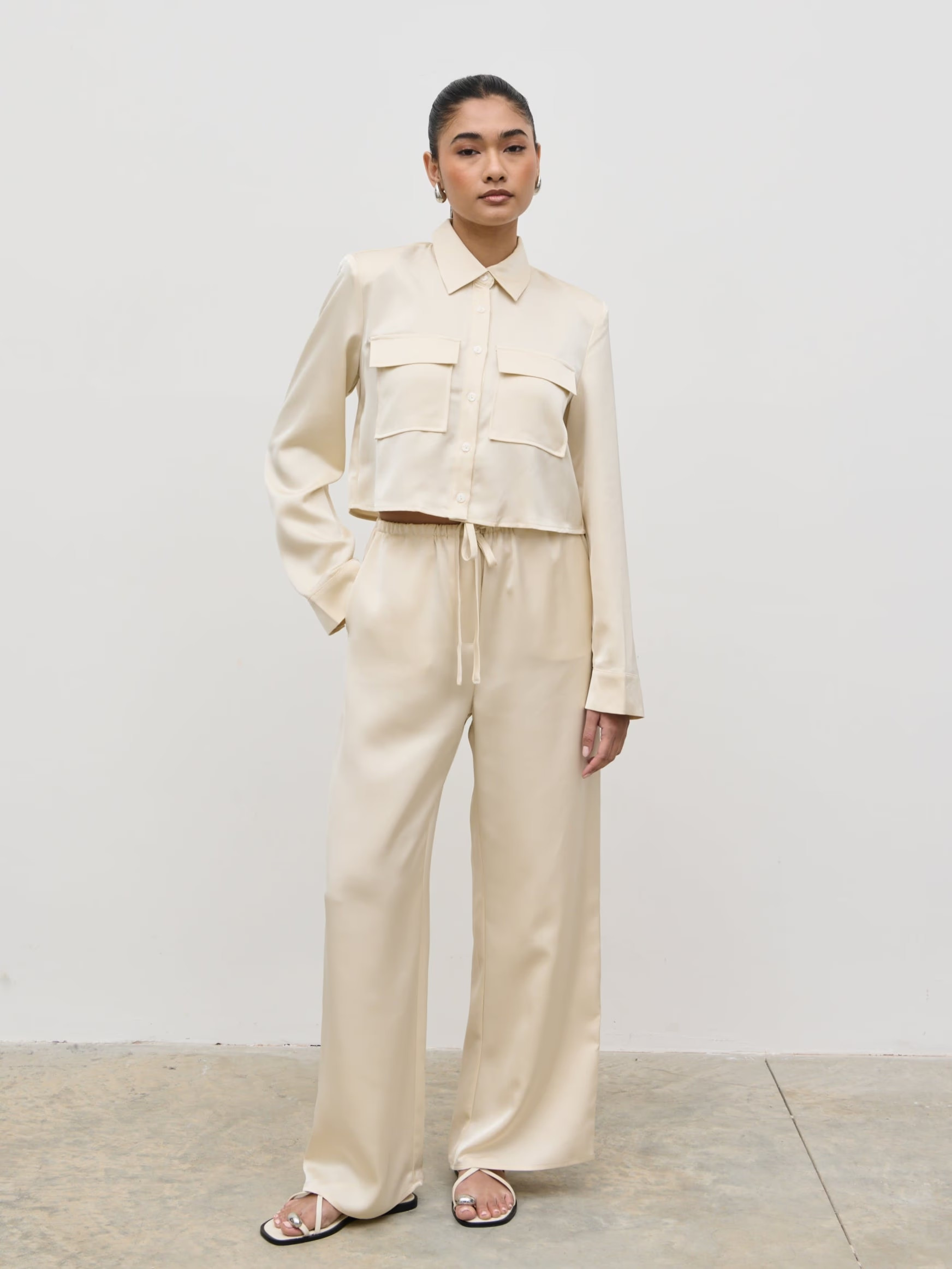 Breya Satin Drawstring Trousers | Pretty Lavish (UK)