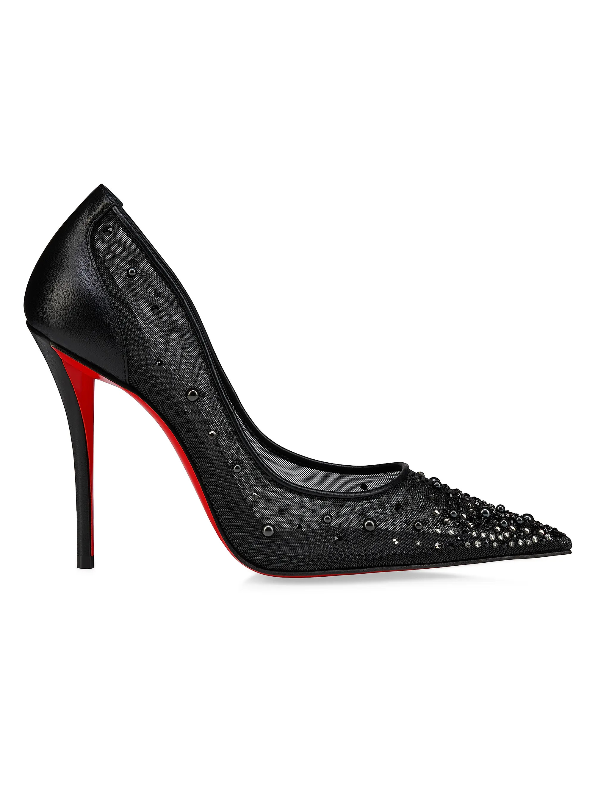 Christian Louboutin Miss Z Degrastrass 100MM Perla Mesh Leather Strass Pumps | Saks Fifth Avenue | Saks Fifth Avenue