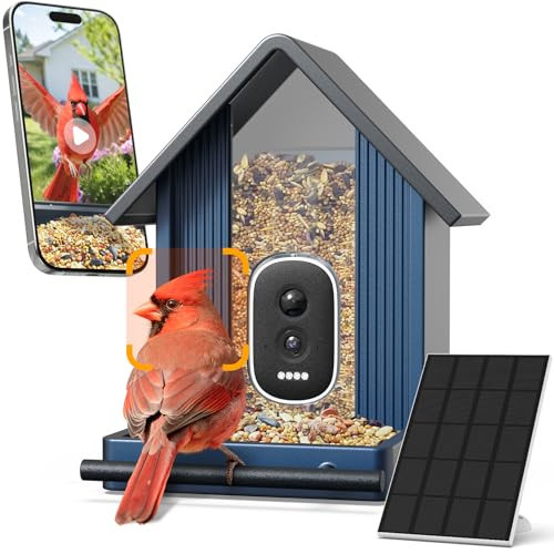 Smart Metal Bird Feeder with Camera, 2.5K UHD AI Identification, Wireless Solar Powered Outdoor for Garden Birding, Real-time Videos & Pictures, Premium Present | Amazon (US)