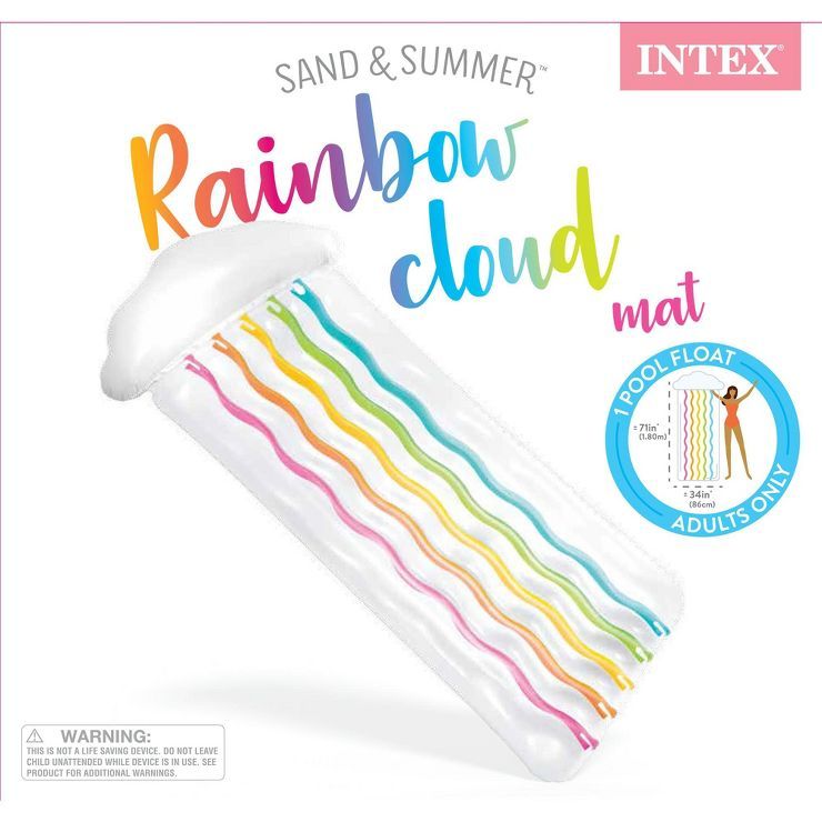 Intex Rainbow Cloud Mat Inflatable Outdoor Floating Swimming Pool Lounger Float Toy with Headrest | Target