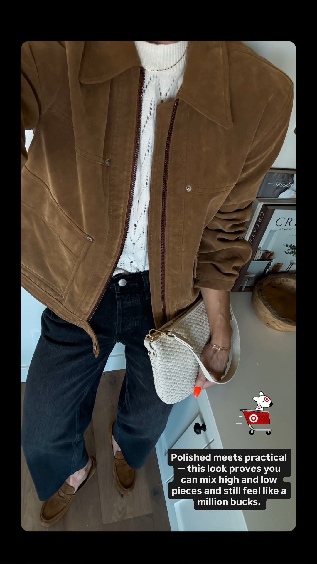 Mixing high and low + fave color combo. 
I sized down and cut the hem on these Target baggy jeans. Pretty ivory cable knit sweater (fits tts) with the prettiest drape, suede jacket (size down) & loafers. 

#LTKgrwm #LTKOver40 #LTKootd