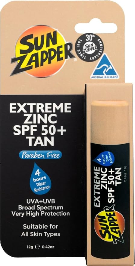 Sun Zapper Zinc Stick SPF 50 + Zinc Oxide Mineral Sunblock Stick for Face (Medium Skin Tone) | Amazon (US)