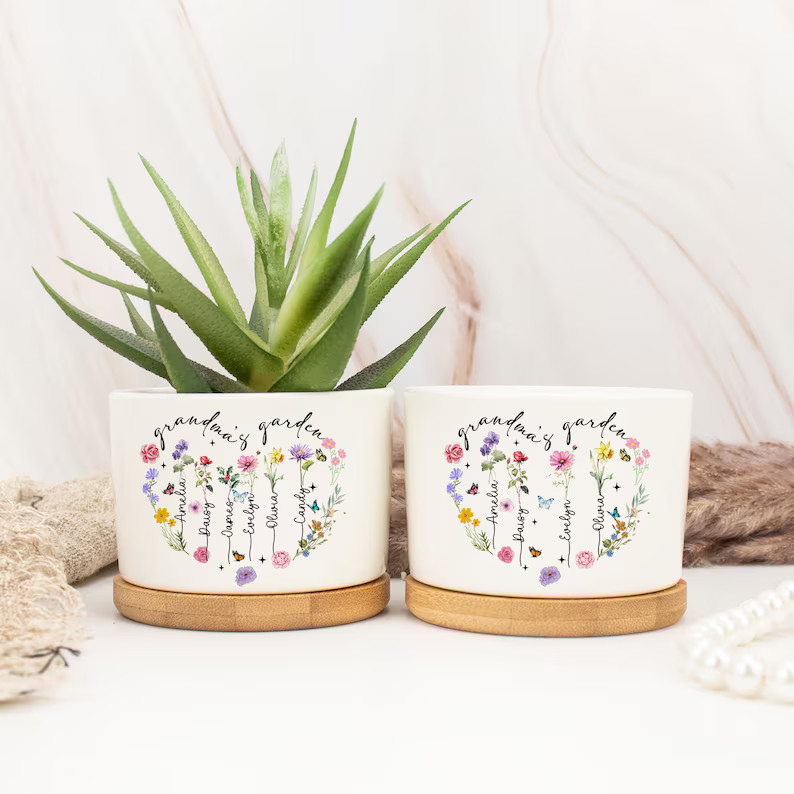 Custom Grandma's Garden Plant Pot,moms Plant Pot With Birthflower,family Name Gift,birthday Gift,... | Etsy (US)