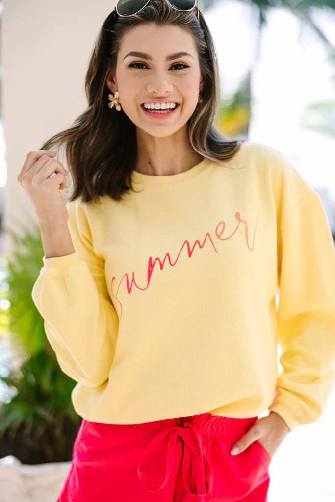 Sweet Summertime Yellow Corded Graphic Sweatshirt | The Mint Julep Boutique