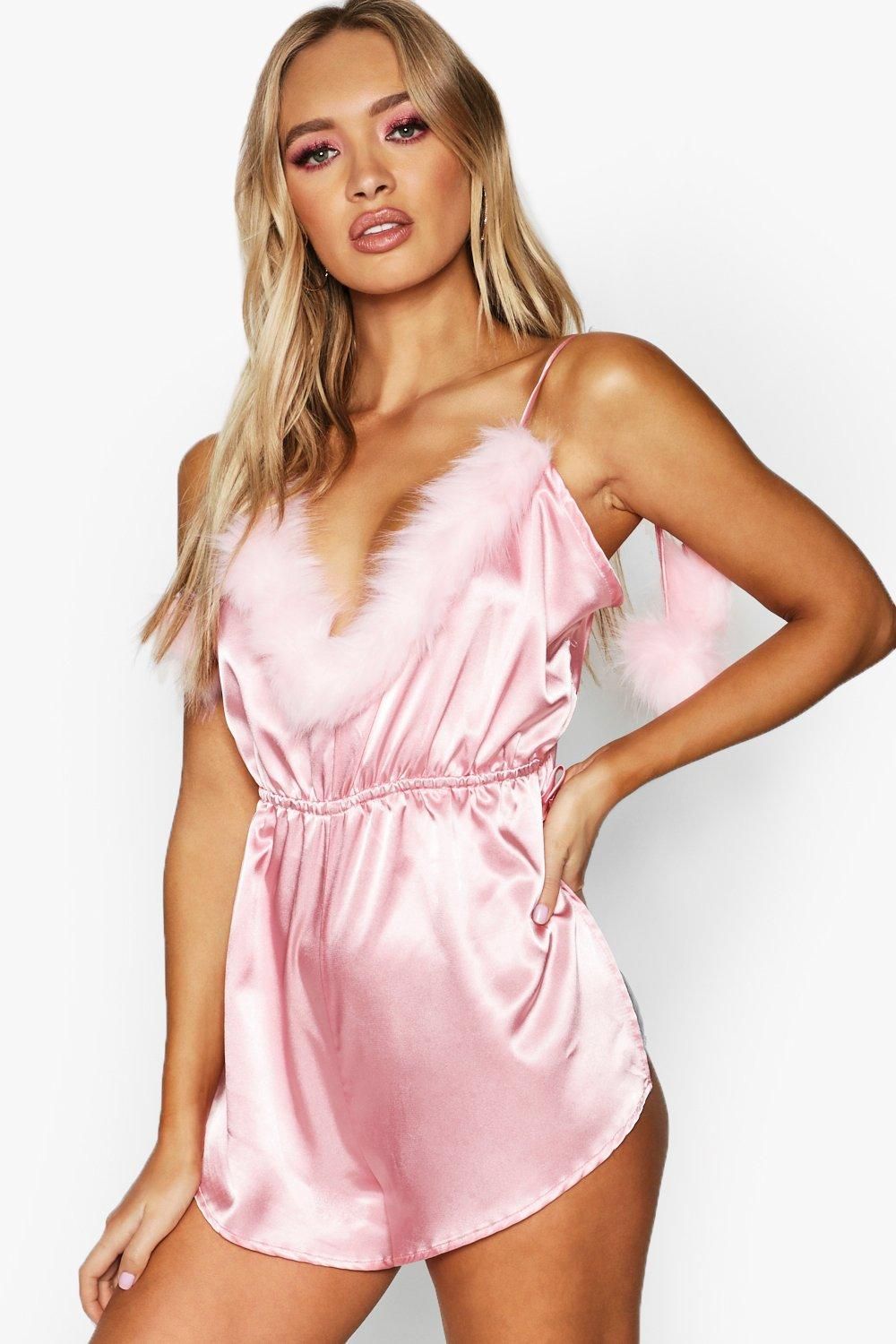 Gemma Collins Strappy Romper With Fluffy TrimGemma Collins Strappy Romper With Fluffy Trim | Boohoo.com (UK & IE)