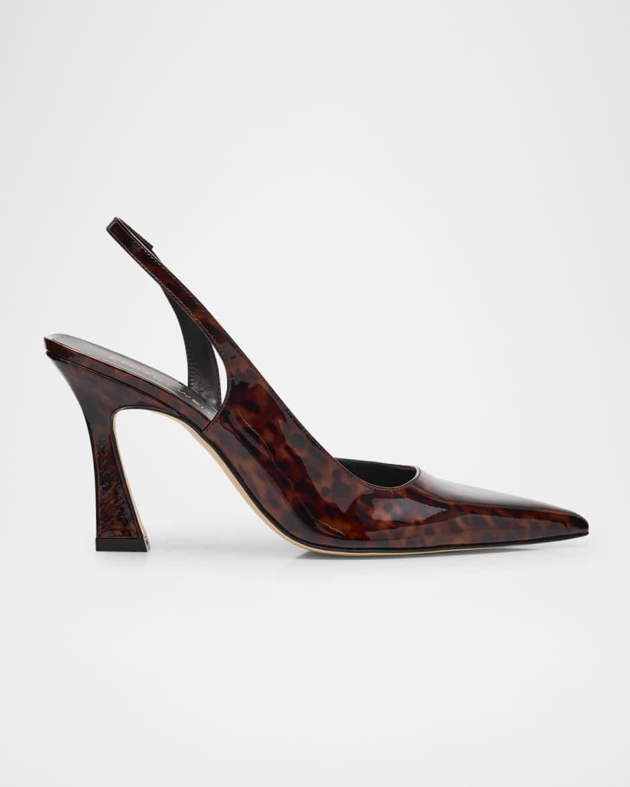 Stuart Weitzman Vinnie Tortoise Patent Leather D'Orsay Slingback Pumps | Neiman Marcus