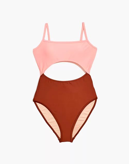 Madewell Second Wave Cutout One-Piece Swimsuit in Colorblock | Madewell