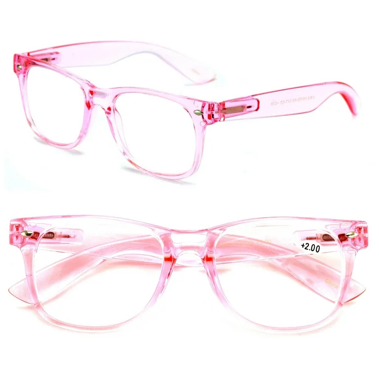 2 Pairs Transparent Neon Color Deluxe Reading Glasses - Comfortable Stylish Simple Readers Magnif... | Walmart (US)