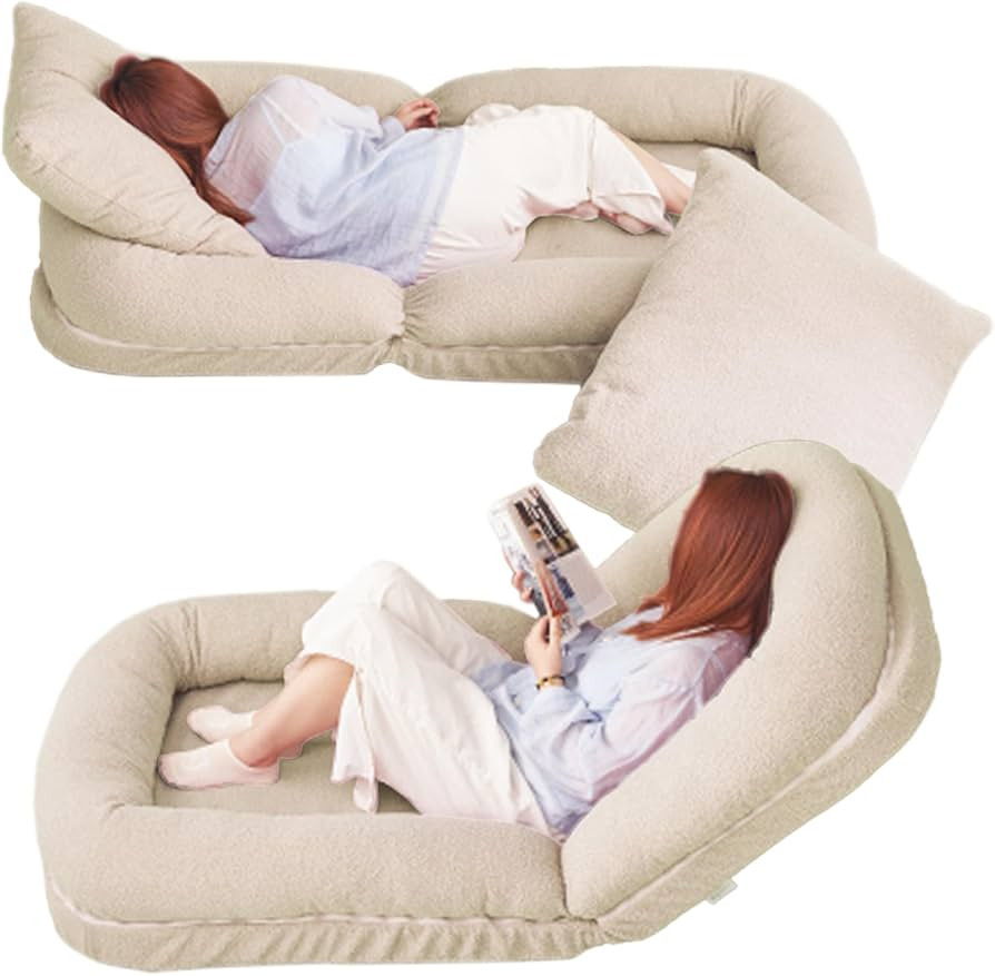 Foldable Lazy Sofa, Triple Fold Small Tatami Sofa Bed, Pull-Out Lounge Chair Sofa, Dog Sofa Couch... | Amazon (US)