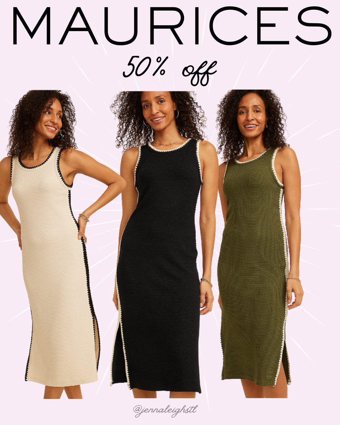 Maurices find, these Bare Whipstitch midi dresses are 50% off right now and I love the detail on them. Such an easy dress to throw on for summer while still looking put together. 

 #LTKSeasonal #LTKSaleAlert #LTKMidsize