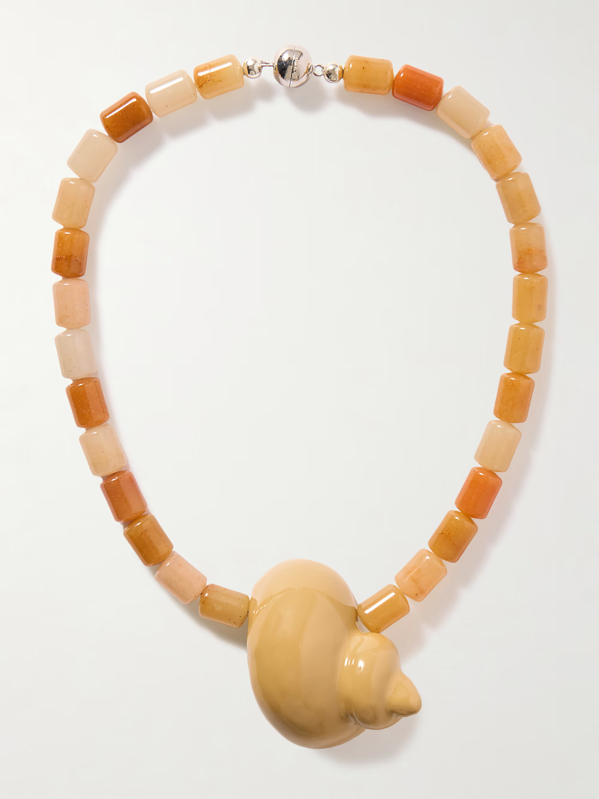 Mykonos rhodium-plated, enamel and jade necklace | NET-A-PORTER (UK & EU)