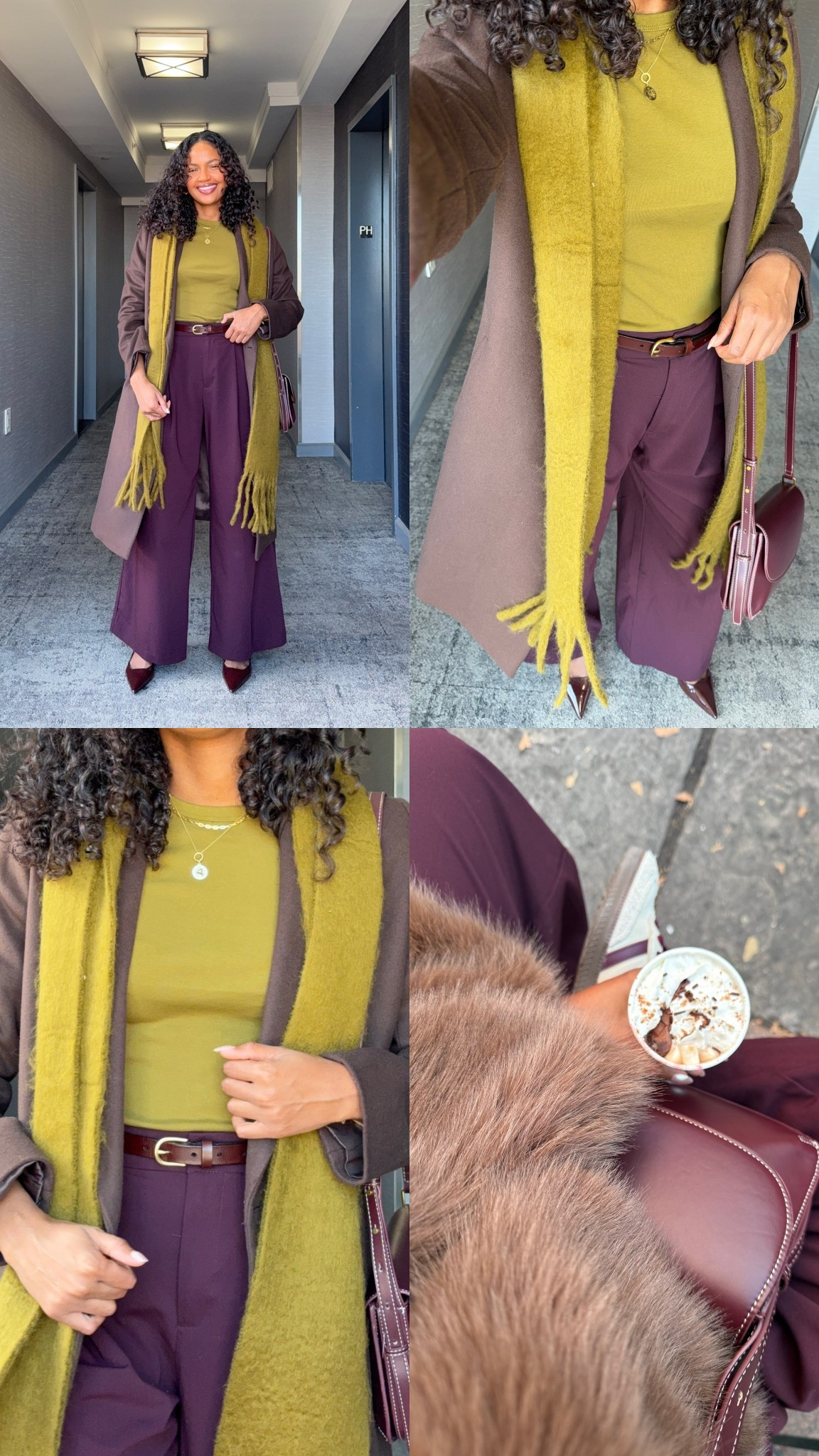 Favorite color combination. 🫒🍇 #winterwear  the pants are old Zara but found similar at mango :) 

#LTKHoliday #LTKGiftGuide