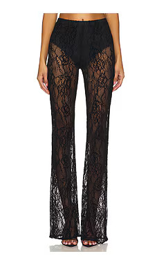 Good American Lace Flare Pant in Black001 from Revolve.com | Revolve Clothing (Global)