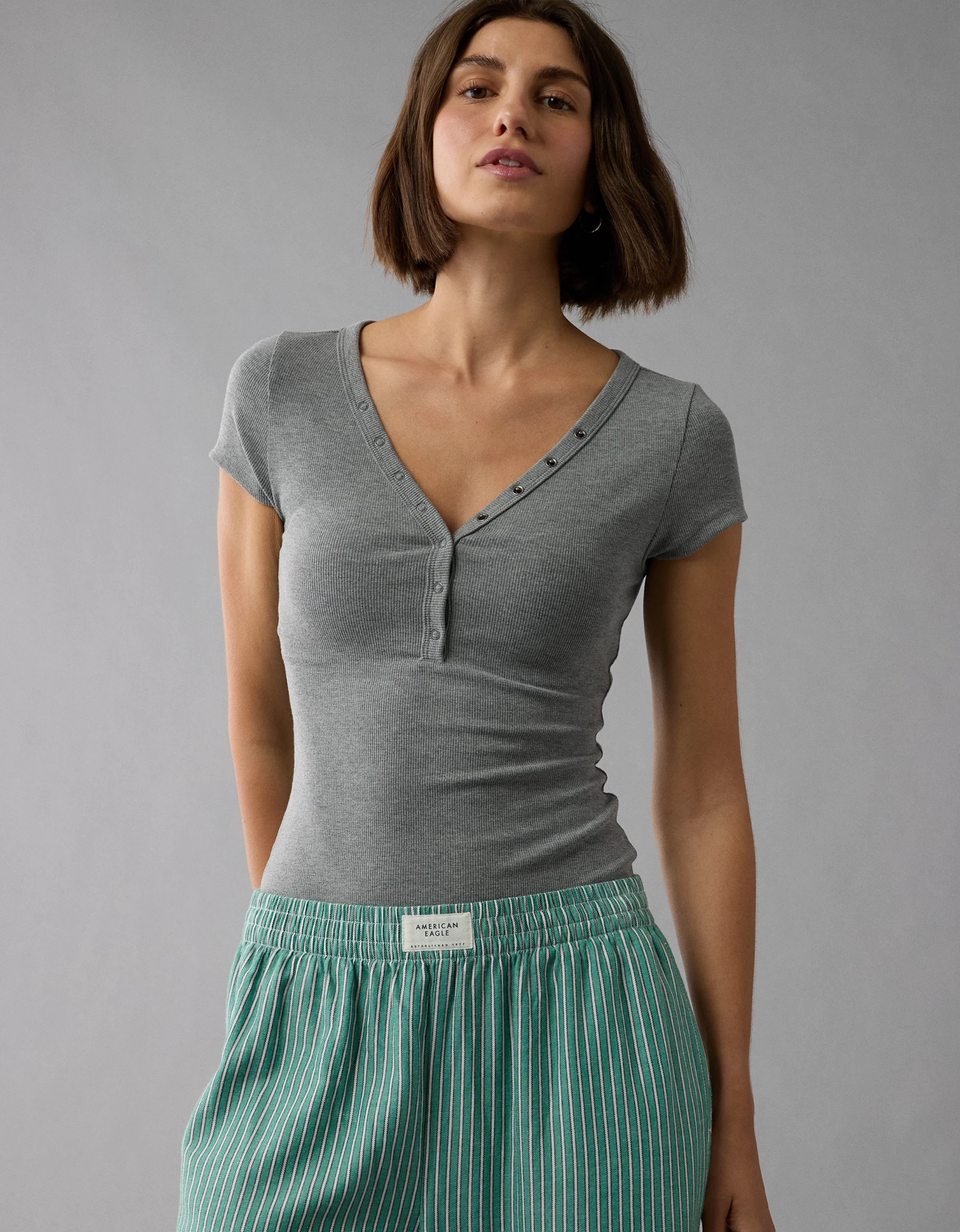 AE Henley T-Shirt Bodysuit | American Eagle Outfitters (US & CA)