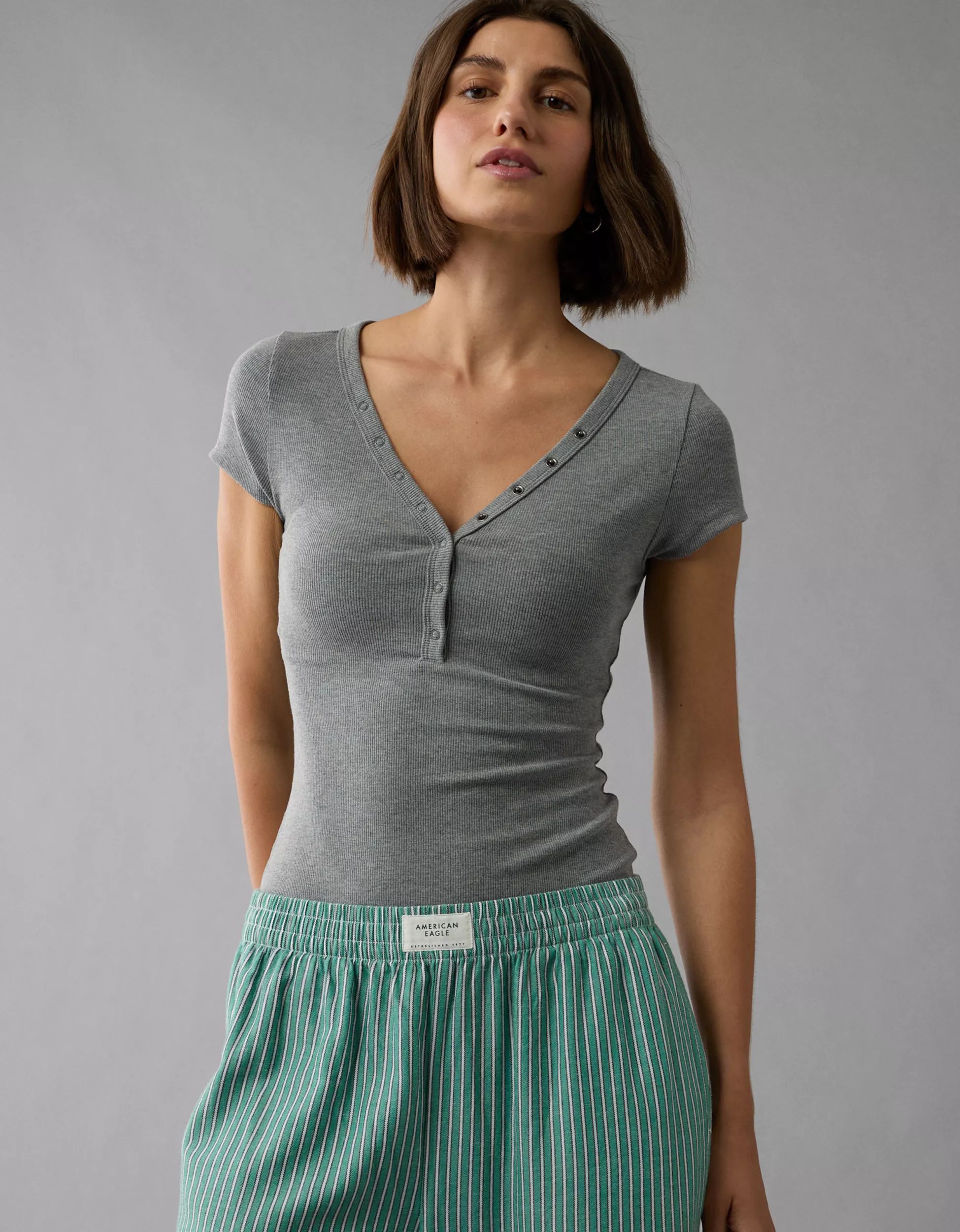 AE Henley T-Shirt Bodysuit | American Eagle Outfitters (US & CA)