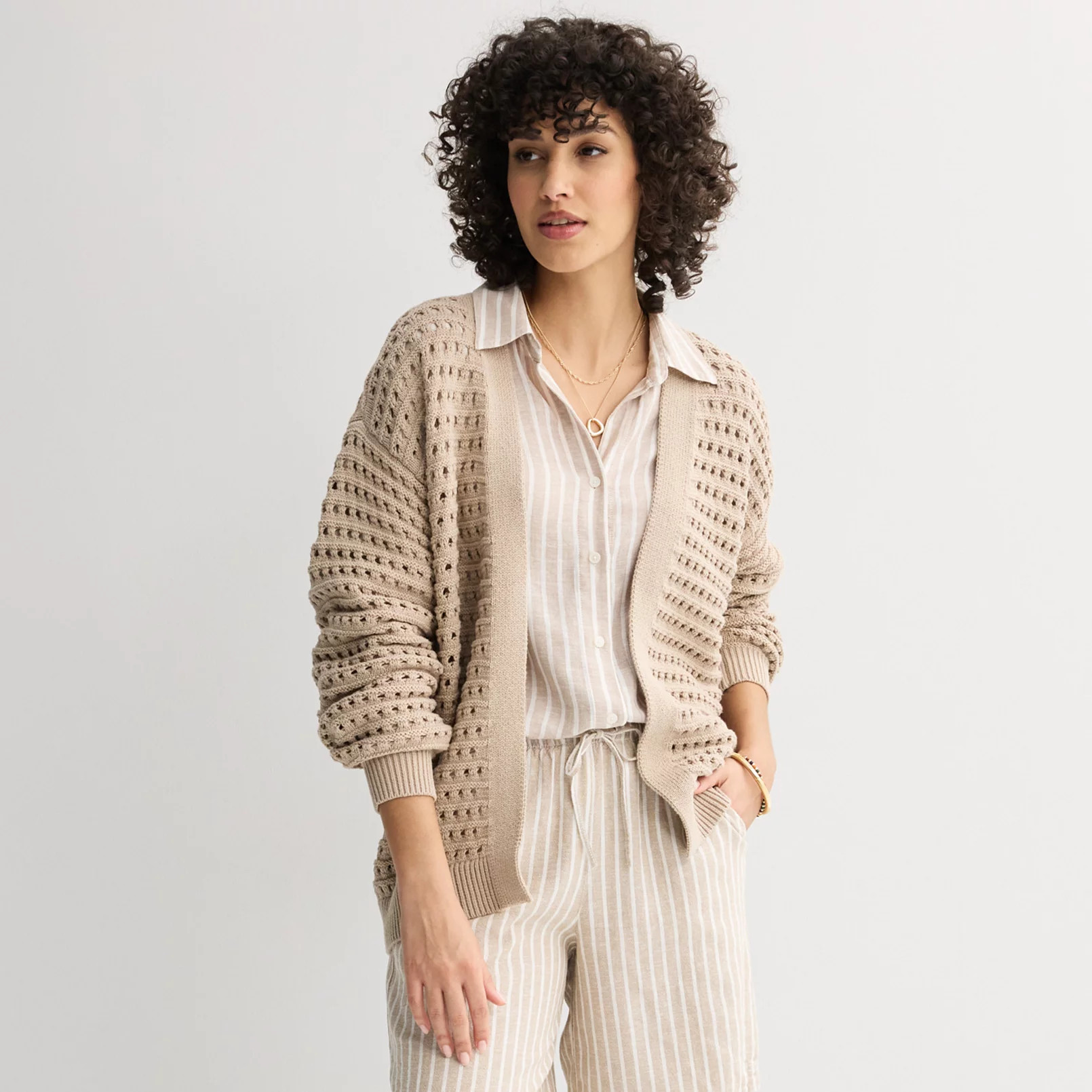 Women's Sonoma Goods For Life® Fisherman Sweater Cardigan | Kohl's