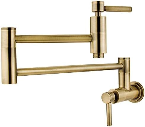 Kingston Brass KS8103DL Wall Mount Pot Filler Kitchen Faucet, Antique Brass,13" Length | Amazon (US)