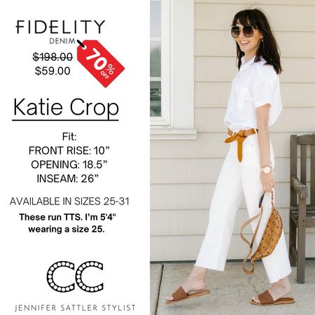 Premium White Wide Leg Crop Jeans 70% off 
$198.00 now $59!
Fit:
FRONT RISE: 10" OPENING: 18.5" INSEAM: 26"
AVAILABLE IN SIZES 25-31
These run TTS. I'm 5'4" wearing a size 25.
JENNIFER SATTLER STYLIST