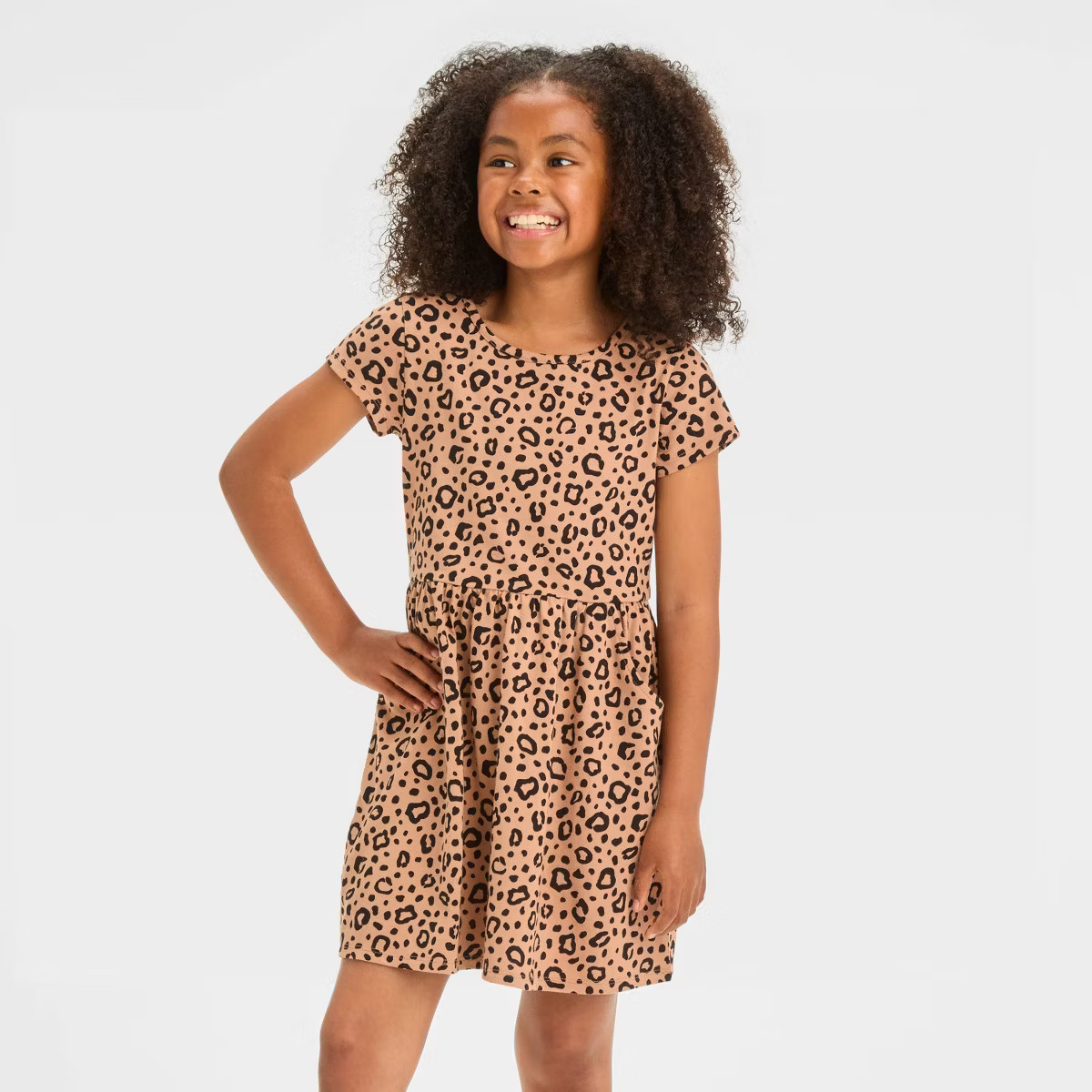 Girls' Short Sleeve Printed Knit Dress - Cat & Jack™ | Target