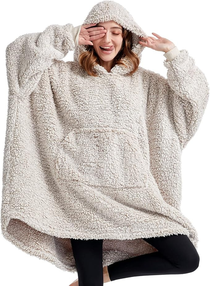 HORIMOTE HOME Cozy Sherpa Wearable Snuggle Blanket Hoodie for Adults Women Men Kids Gift Idea, Su... | Amazon (US)