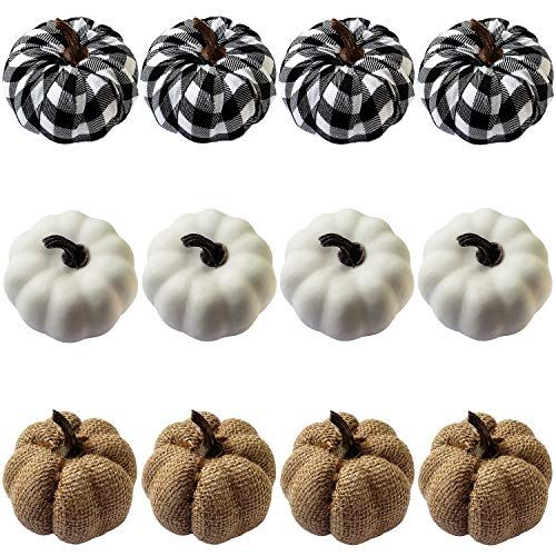 WsCrofts Set of 12 Artificial Pumpkins for Home (80mm/3.14inch) for Fall Harvest Festival, Thanksgiv | Amazon (US)