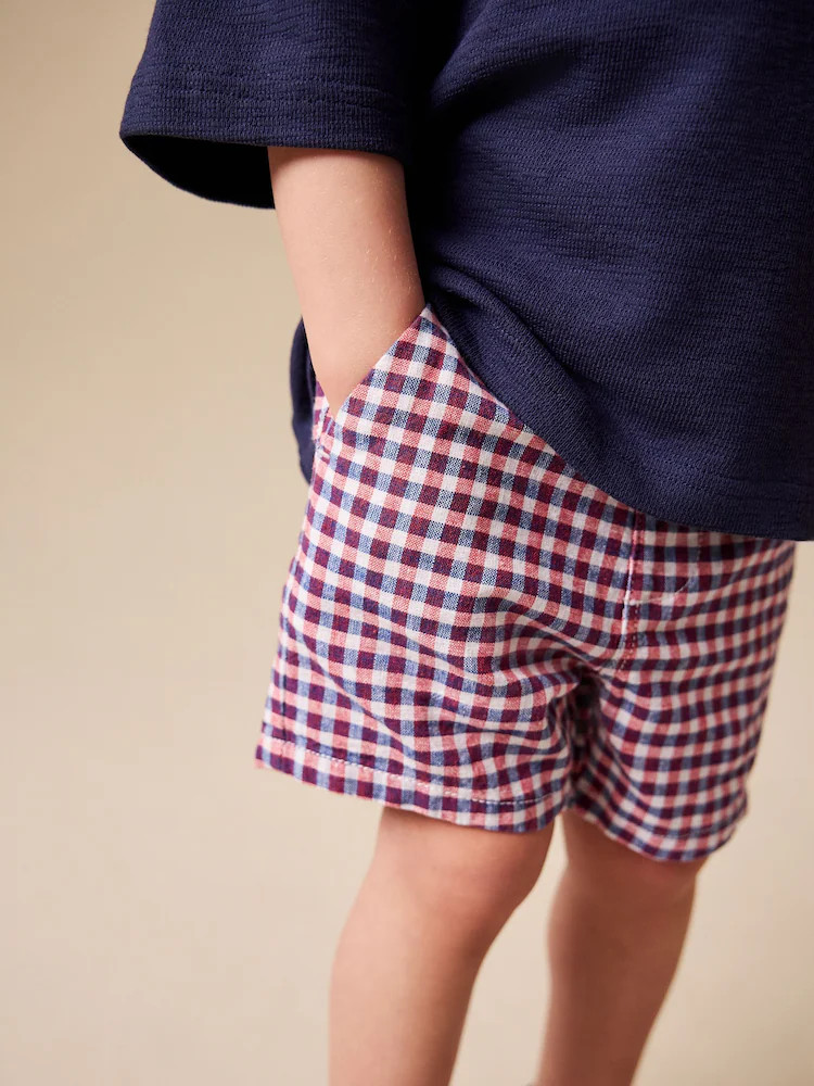 Red/Blue/White Gingham Linen Blend Chino Shorts (3mths-7yrs) | Next US