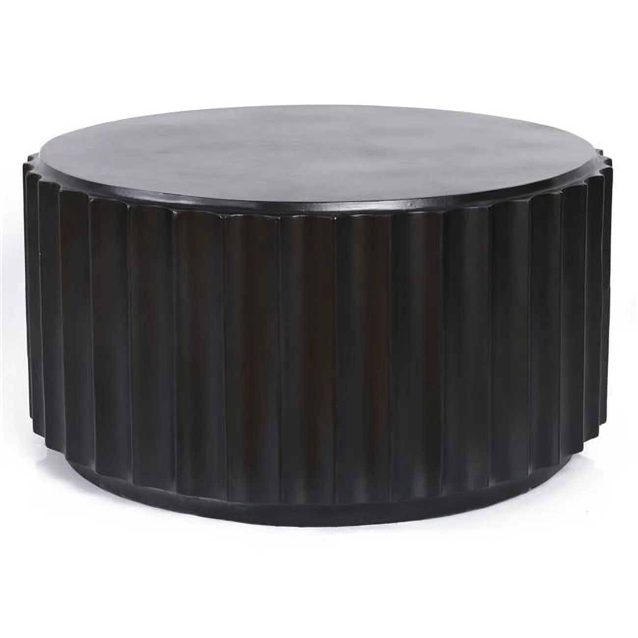 LuxenHome Black Cement Round Coffee Table | Walmart (US)