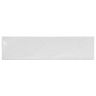 Hightower Cloud White 3.03 in. x 0.31 in. Polished Glass Subway Wall Tile Sample | The Home Depot