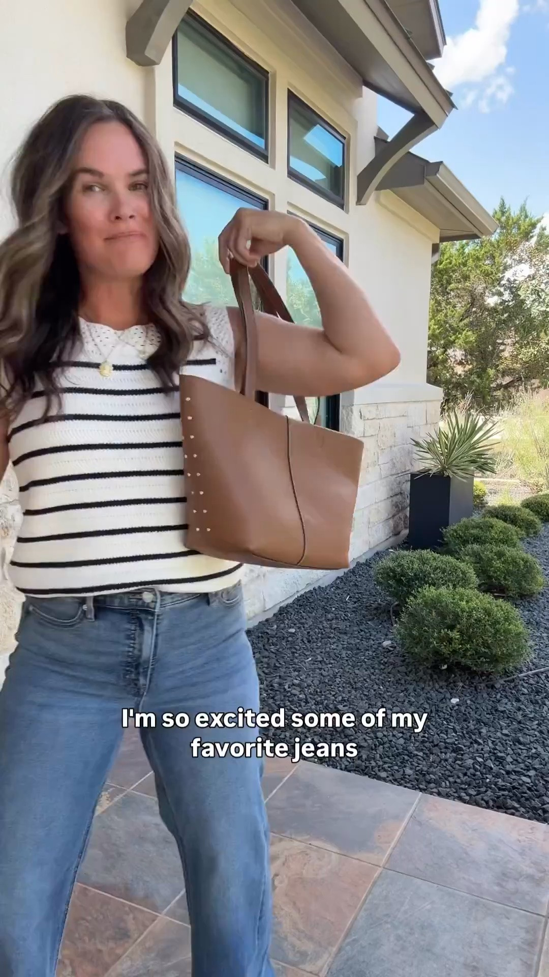 These jeans remind me SO much of my Mother denim! 🙌 Paired them with this striped sweater tank + the cutest brown tote for an easy everyday look! 🤎

straight leg jeans, Mother jeans look for less, striped sweater tank, brown tote bag, casual outfit, denim outfit, fall outfit, everyday style, mom outfit, affordable denim, fall fashion, JulieFranks