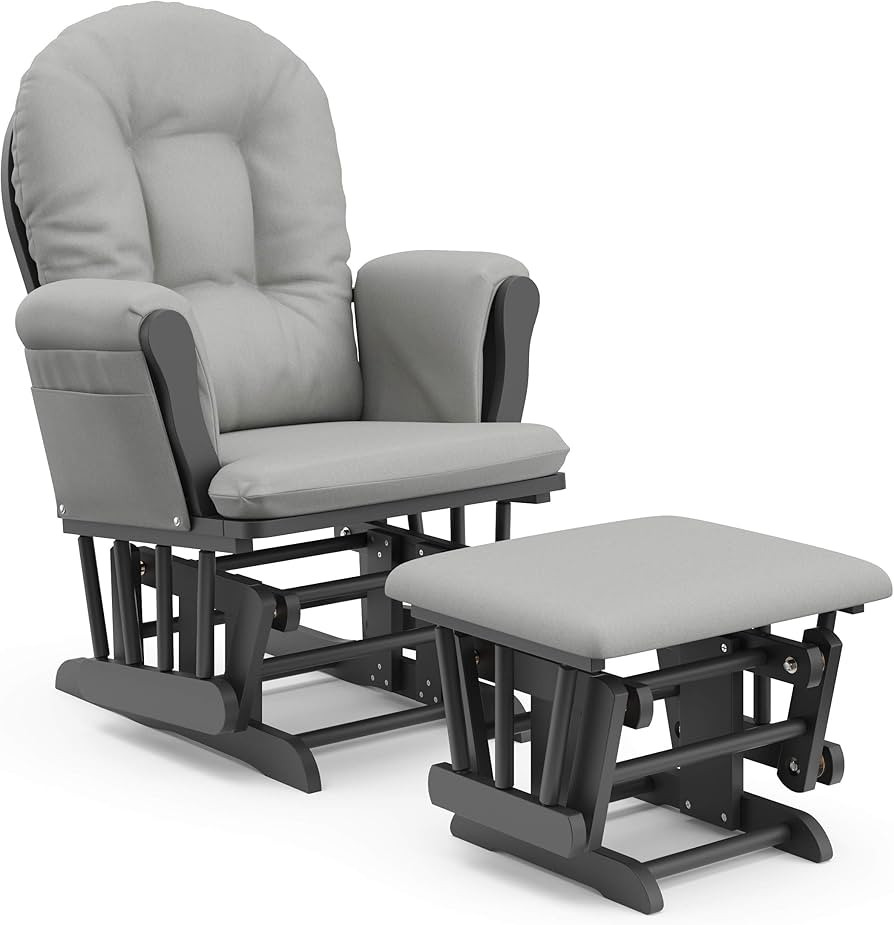 Storkcraft Premium Hoop Glider & Ottoman (Pebble Gray/Light Gray) — GREENGUARD Gold Certified N... | Amazon (US)