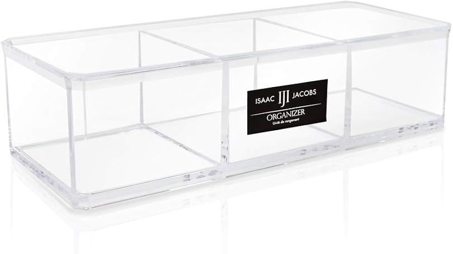 Isaac Jacobs Clear Acrylic 3 Section Organizer- Three Compartment Drawer Tray and Storage Solutio... | Amazon (US)