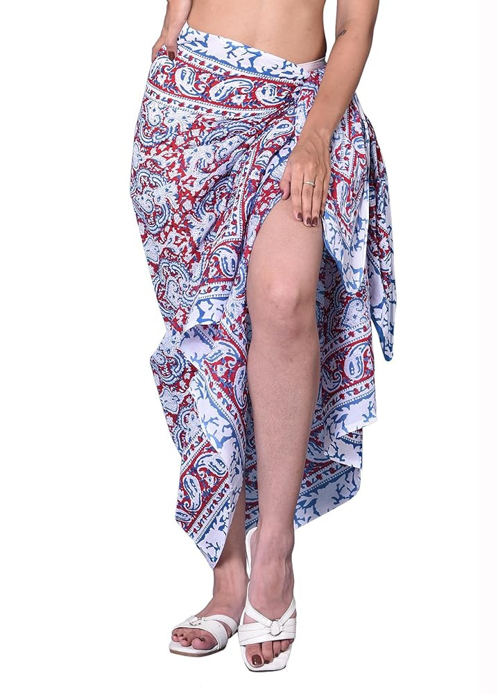 Rastogi Handicrafts 100% Cotton Block Print Pareo Sarong Swimsuit Wrap Skirt Cover Up Long Women... | Amazon (US)
