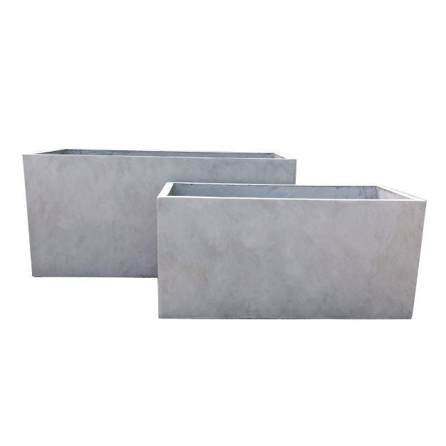 31" Set of 2 Kante Lightweight Concrete Modern Long Low Granite Outdoor Rectangular Planter Concr... | Target