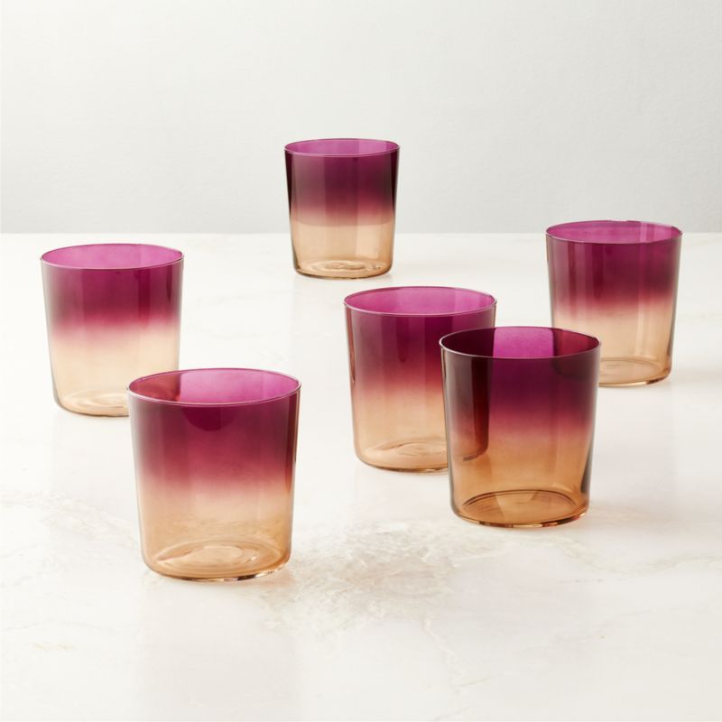Marta Ombre Plum Double Old-Fashioned Glasses Set of 6 by Azeeza + Reviews | CB2 | CB2
