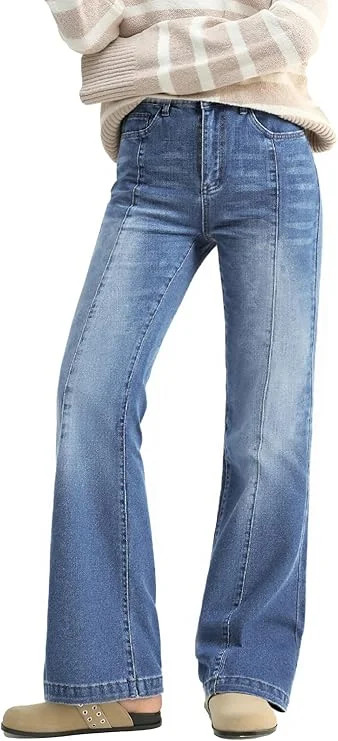 EMMIOL Women's Mid-High Waist Stretchy Flare Bell Bottoms Jeans Y2K Vintage Washed Bootcut Denim ... | Walmart (US)